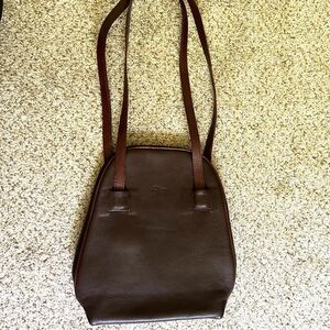 Vintage Brown leather convertible satchel/ backpack minimalist‎ purse